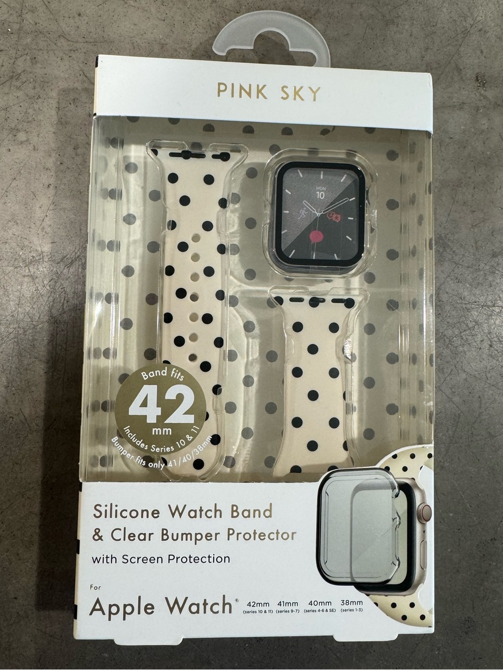 Silicone Polka Dot Watch Band & Clear Bumper for Apple  38,40,41,42🖤cute& comfy